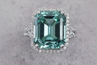 6.0 Carat Blue Emerald Cut & White Finish