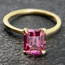 3.45 Carat Pink Emerald Cut & Yellow Gold